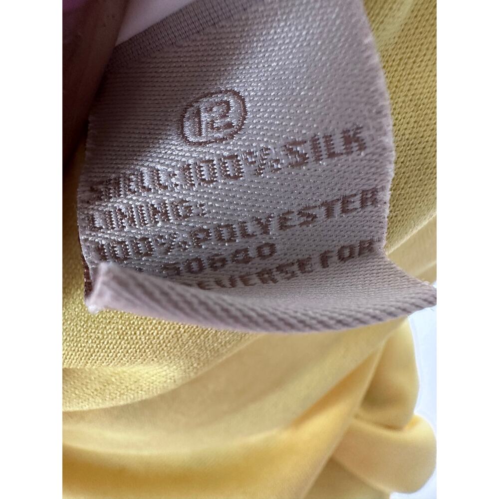 Vintage Y2K Silk Yellow Paisley Handkerchief Hem Strapless Dress Size 12 Boho - Picture 5 of 8